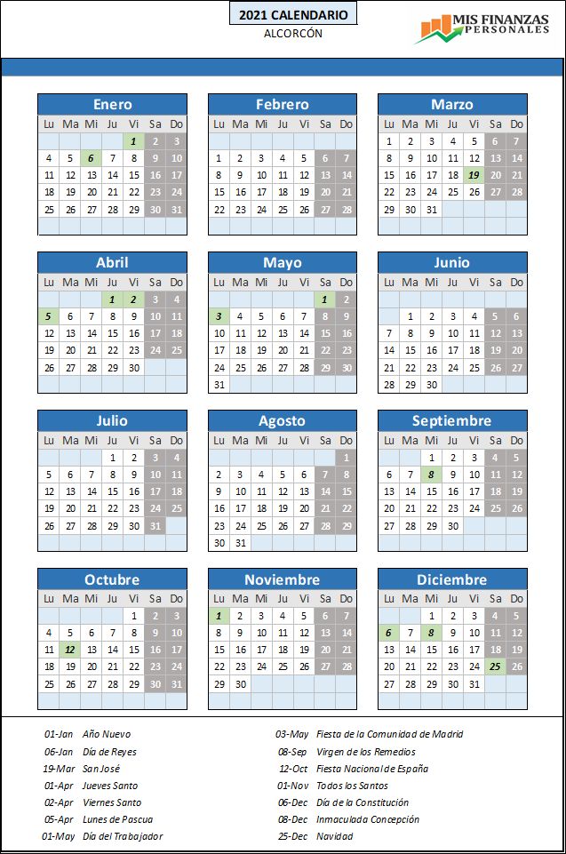 calendario laboral Alcorcón 2021