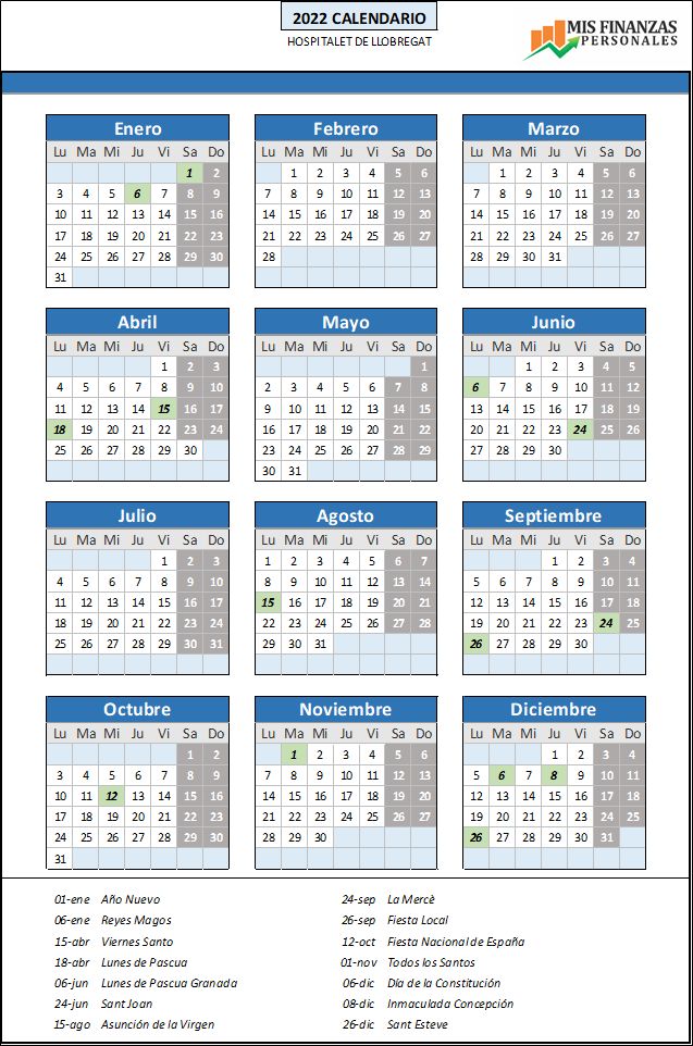 calendario laboral Hospitalet_2022