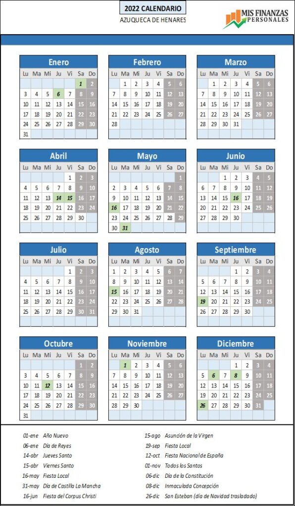 calendario laboral Azuqueca de Henares_2022