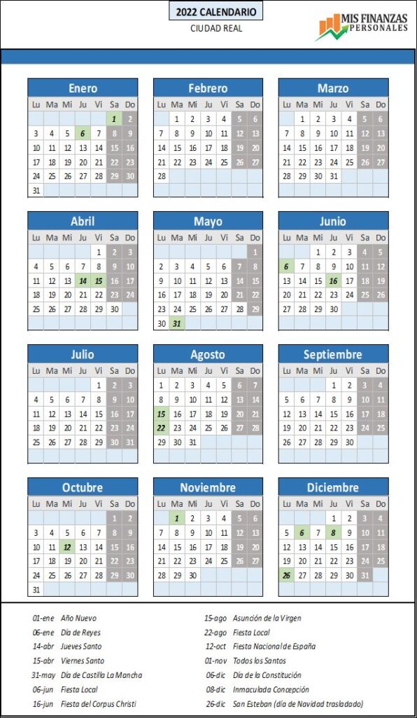calendario laboral Ciudad Real_2022