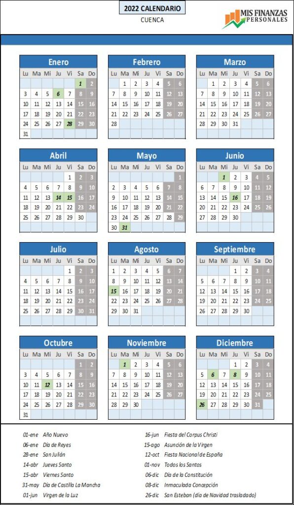 calendario laboral Cuenca_2022