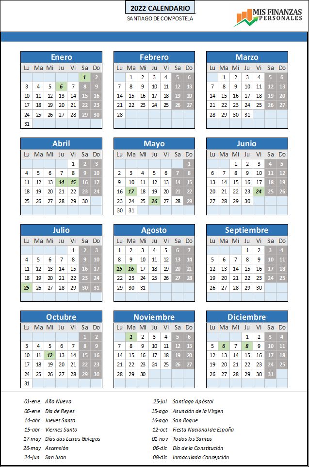 calendario laboral Santiago Compostela_2022