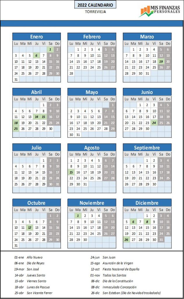 calendario laboral Torrevieja 2022