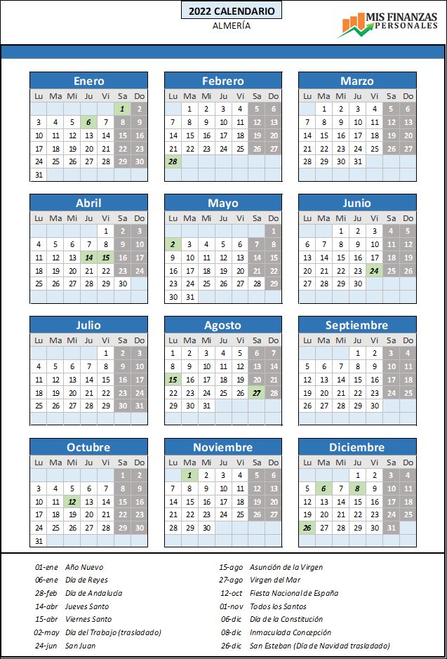 calendario laboral Almería 2022