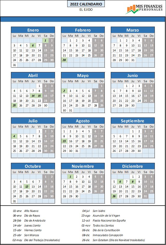 calendario laboral El Ejido 2022