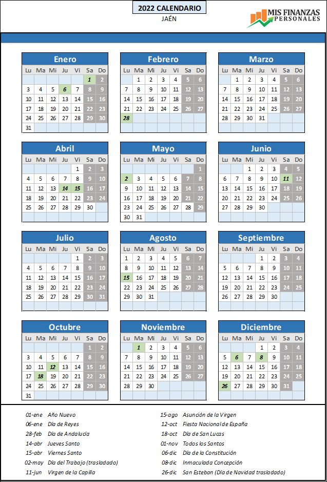 calendario laboral Jaén 2022