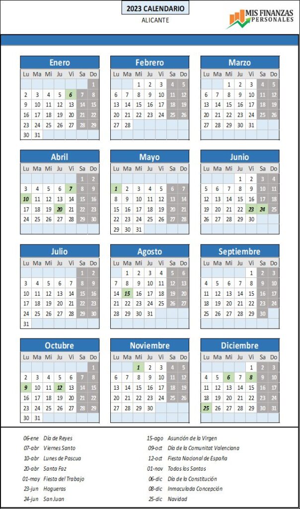 calendario laboral Alicante 2023