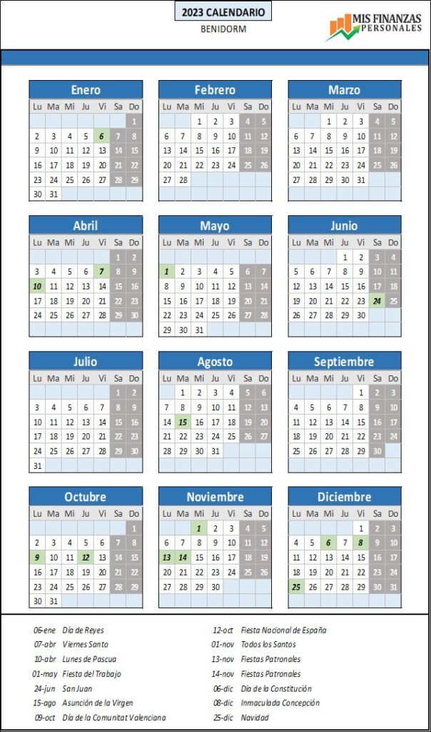 calendario laboral Benidorm 2023